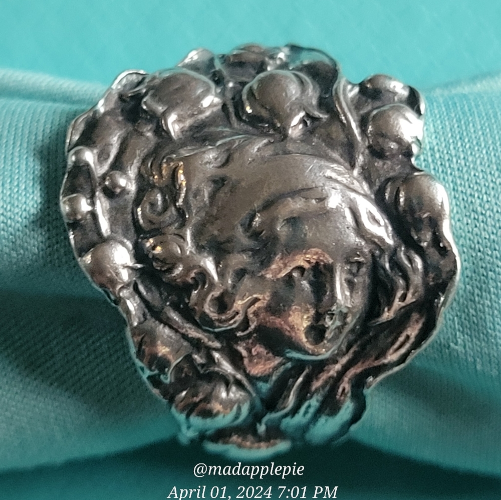 Vintage Sterling Silver Goddess Mother Lily of the Valley Spoon Ring May #127